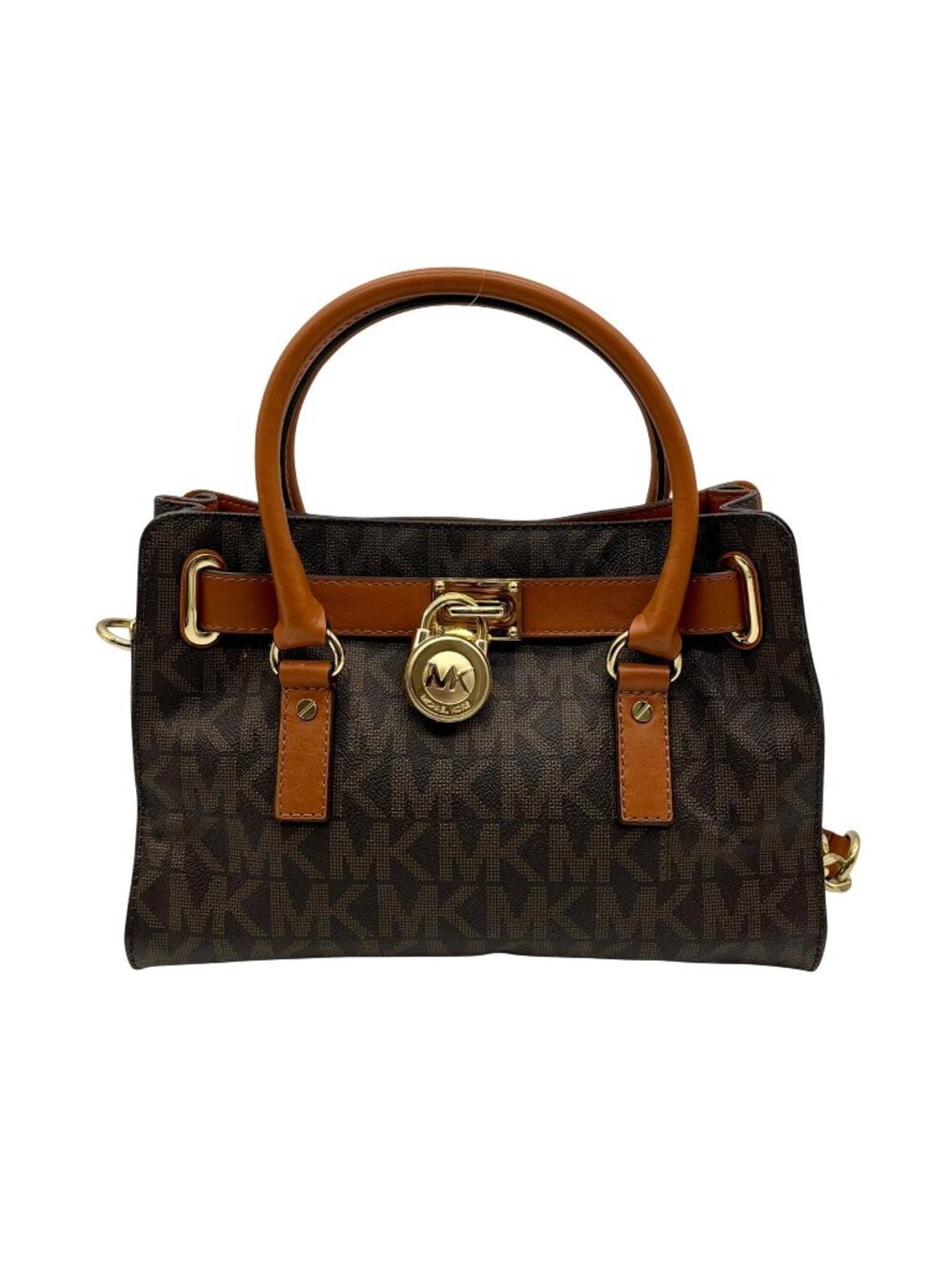 Michael Kors Brown Signature Coated Canvas Hamilton East West Satchel Bag